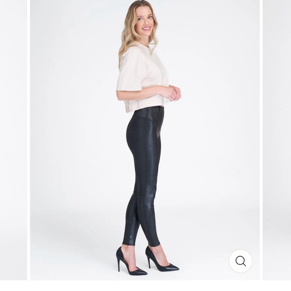 Spanx - Faux Leather Hip Zip Leggings Sz Xs #U3 View 2